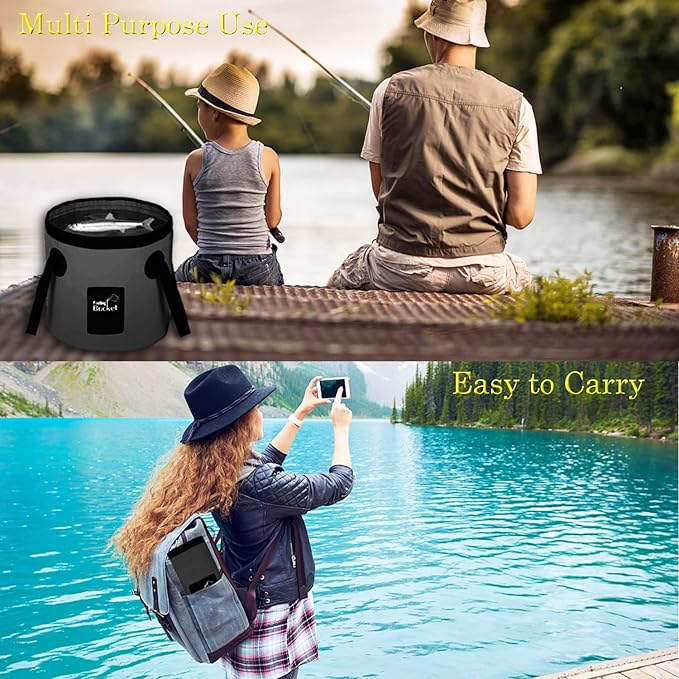 Esthesia Collapsible Bucket, 5 Gallon Portable Folding Water Container for Travelling, Camping, Hiking, Fishing, Gardening-NeatNest