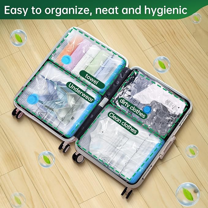 Travel Vacuum Bags with Pump - Compression Bags for Travel,Vacuum Storage Bags for Space Saver & Travel Essentials,Vacuum Seal Bags for Clothing,Travel Vacuum Bags for Luggage(14 Combo Pack)-NeatNest