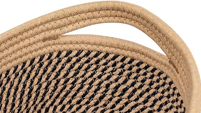 CubesLand Small Cube Shelf Closet Storage Baskets Bins Set 2,Woven Basket for Organizing/Storage, Long-lasting &Skin-friendly Storage Basket Bin,Stylish Room Decor Basket,Camel/Mixed Black Rope Basket-NeatNest