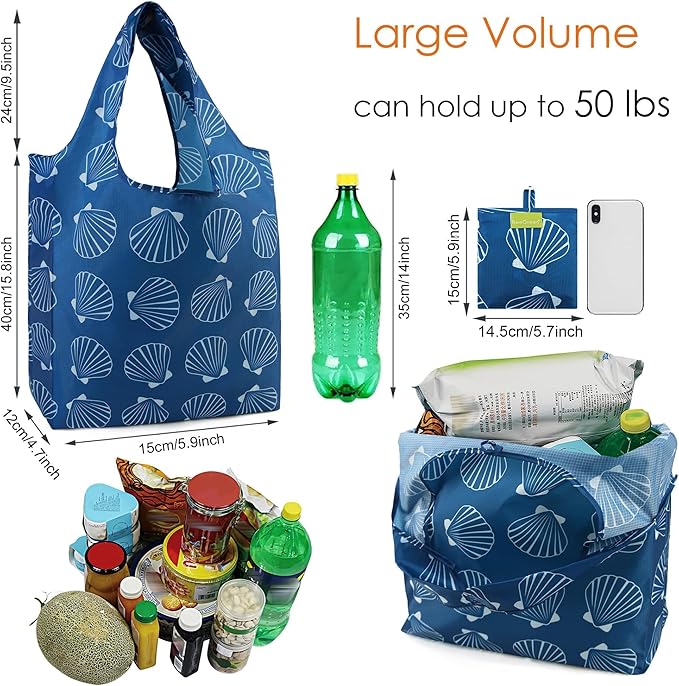 BeeGreen Animal Lover Reusable Grocery Bags | Foldable Tote Bags with Handles, Reusable Gift Bulk 6 Set for Women, Heavy Duty Washable Polyester Travel & Shopping Basket-NeatNest