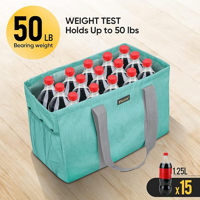 BALEINE Soft 9 Gallon Extra Large Utility Tote, Foldable Reusable Storage Bag (Sea Green)-NeatNest