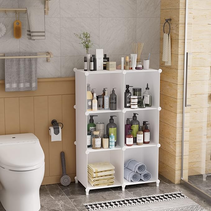 Stackable Closet Organizers and Storage 6 Cube Storage Organizer Closet Organizer for Bathroom Closet Storage for Wardrobe-NeatNest