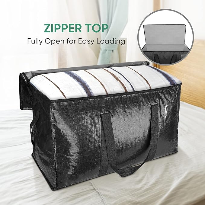 BALEINE 2-Pack Oversized Moving Bags with Reinforced Handles, Heavy-Duty Storage Tote for Clothes, Moving Supplies (Black, 2-Pack)-NeatNest