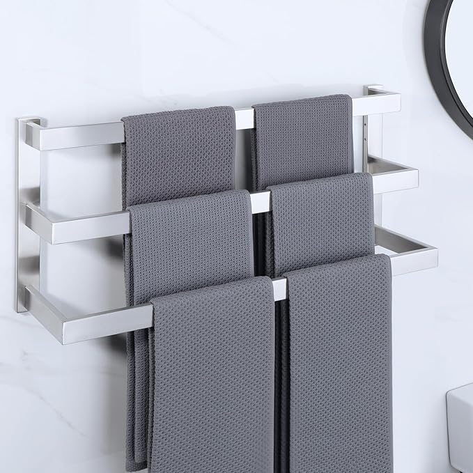 Alise Bath 3 Towel Bars Towel Racks for Bathroom Lavatory Wall Mount,Towel Hanger SUS304 Stainless Steel Towel Holder Towel Rail 23.2 Inch,Brushed Nickel,GOY003-LS