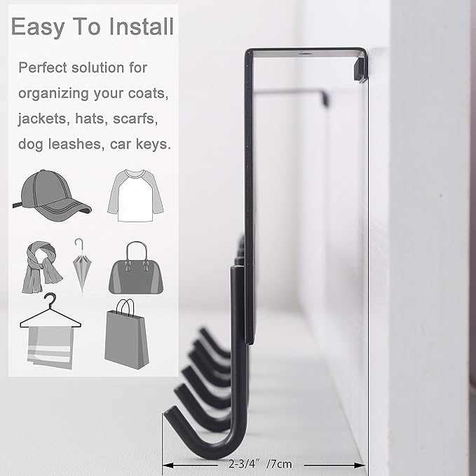 WEBI Over The Door Hooks for Hanging,Door Hanger:Over The Door Towel Rack,Over The Door Coat Rack Door Coat Hanger,6 Hooks for Hanging Clothes,Towels,Hats,Back of Bathroom,Bronze