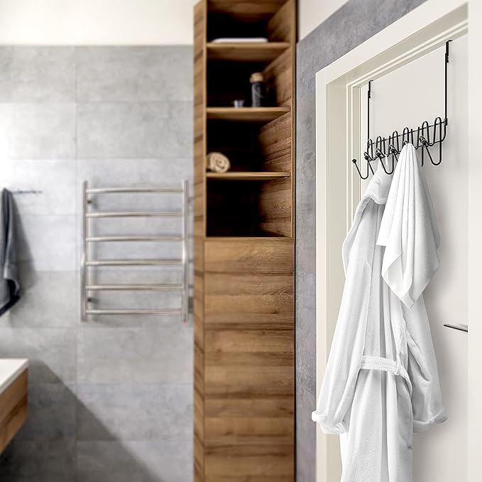 Deco Brothers Over The Door Hook Organizer with 11 Hooks, Black-NeatNest