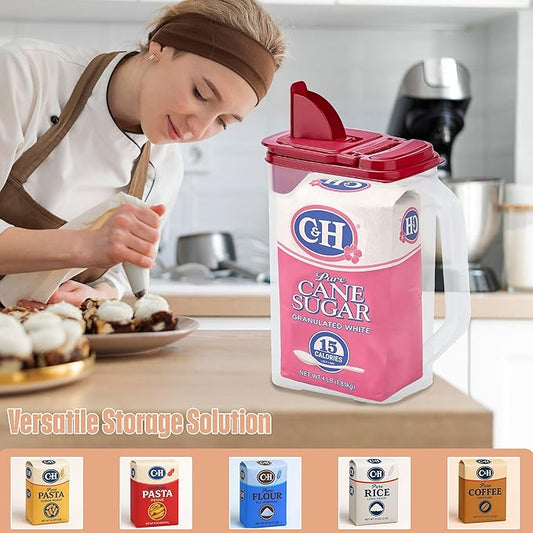 Buddeez Flour and Sugar Container - 4 Quart All Purpose Kitchen Organization and Storage Unit, Dry Storage Container For Kitchen, Large Food Storage Container for Organizing Your Pantry (Red Lid)-NeatNest