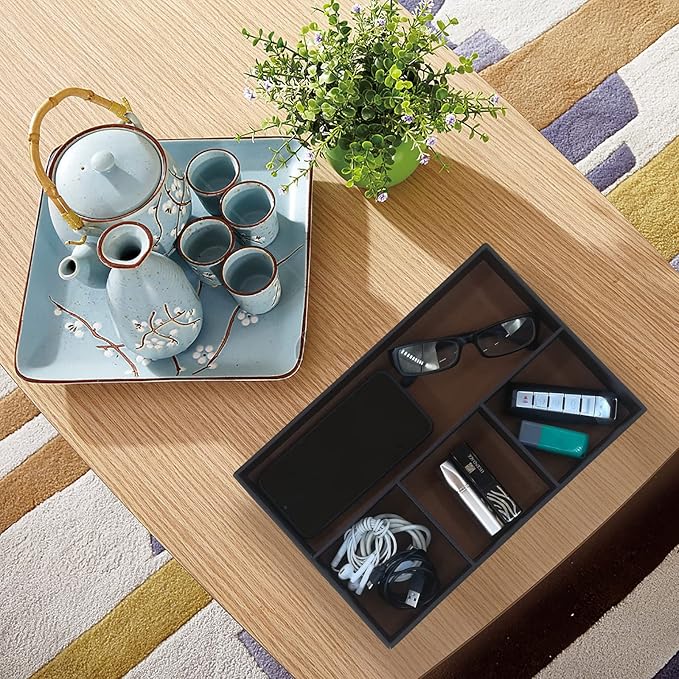 Desktop Storage Organizer, Nightstand or Dresser Organizer, Valet Tray, Entry Table Organizer, Modern bedside Box,PU Leather Drawer Storage Organizer Decorative Trays.-NeatNest