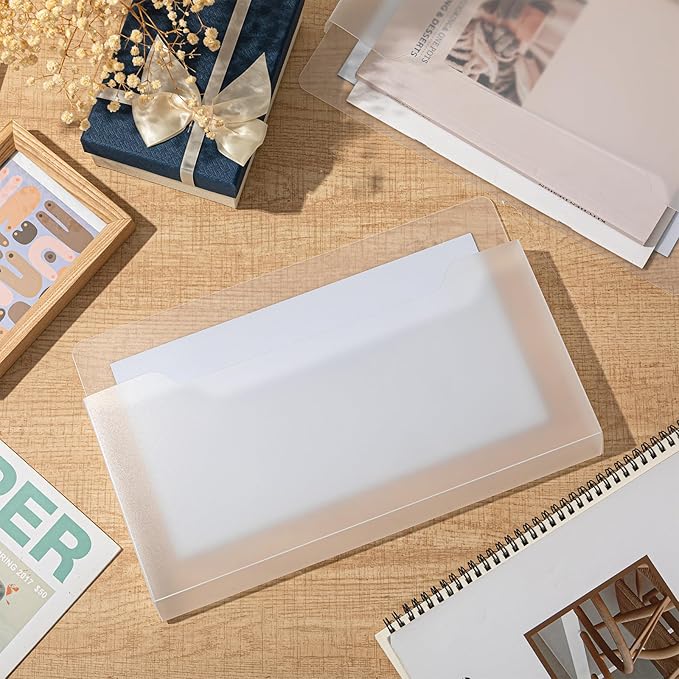 Fuutreo 6 Pcs Magnetic Wall File Organizer Magnetic Wall File Holder Refrigerator Magazine Holder for Mail Letters Paper(Clear,8.3 x 13.8 Inch,Horizontal)