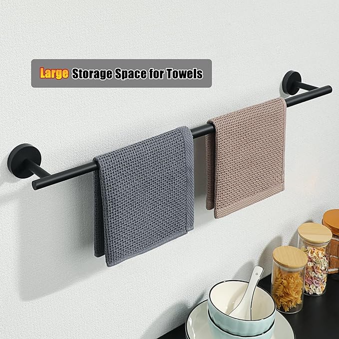 Alise Adjustable Towel Holder, Extension-Type 17'' to 30'' Towel Racks for Bathroom, SUS304 Stainless Steel Towel Rod for Bathroom Wall, DIY Hand Towel Bar, Matte Black