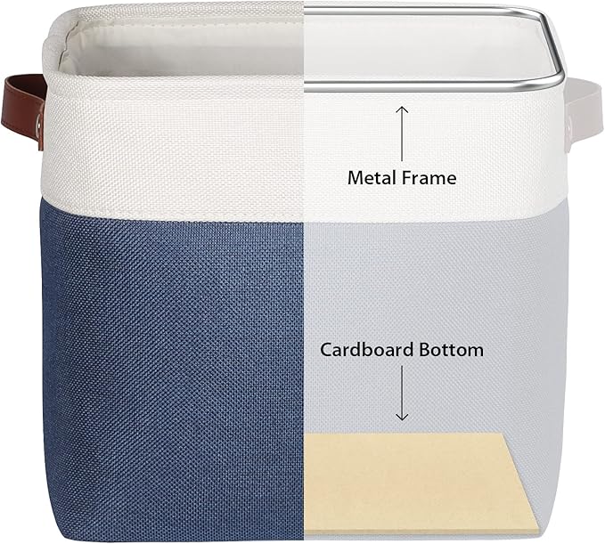 Univivi 13 inch Storage Baskets with Hard Bottom 4 Pack 13 x 13 x13 Cube Storage Bins Foldable Fabric Storage Bins for Shelves, Closet(Blue, Hard Bottom-13 Inch)-NeatNest