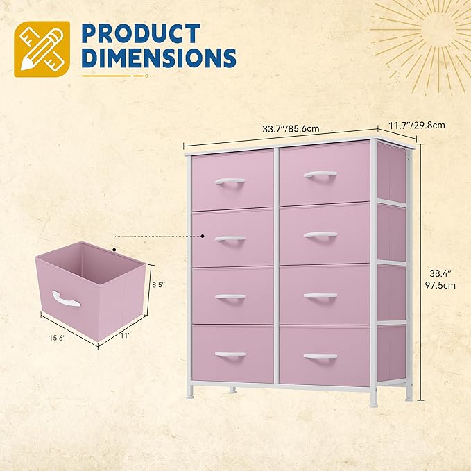 DWVO Fabric Dresser for Room, Tall Storage 8 Drawers, Black Dresser & Chest of Drawers, Storage Drawer Organizer for Closet, Living Room-NeatNest