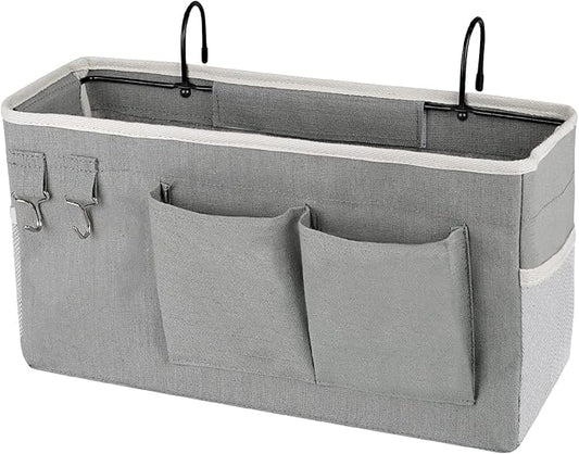 Bedside Storage Caddy/Bedside Hanging Storage Bag for Headboards Bunk Beds Dorm Rooms Book Phone Magazine Holder (Grey)-NeatNest