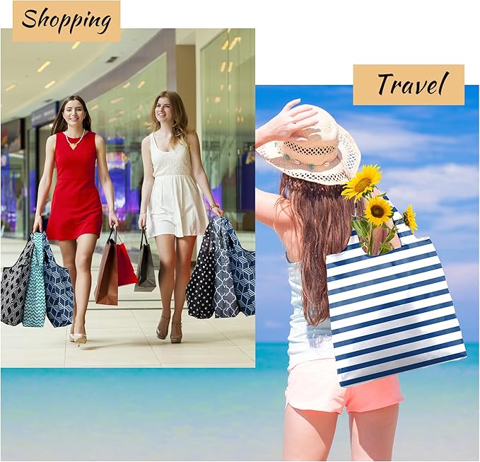 BeeGreen Grocery Bags | Reusable Gift Bags, Large Tote for Women & Foldable Beach Bag - 6 Pack Reusable Bag With Handles | Collapsible Cute Cloth Storage for Market, Holiday & Shopping | Washable-NeatNest