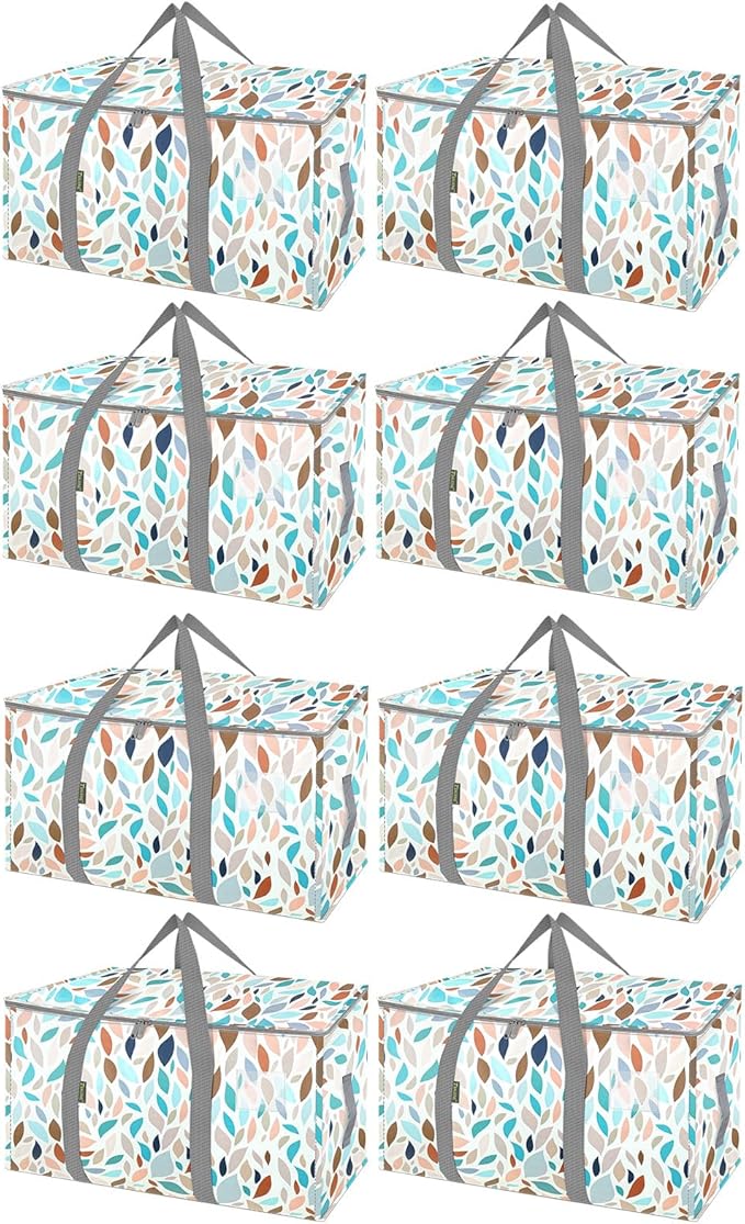 BALEINE 8-Pack Oversized Moving Bags with Reinforced Handles, Heavy-Duty Storage Tote for Clothes, Moving Supplies (Mosaic, 8-Pack)-NeatNest