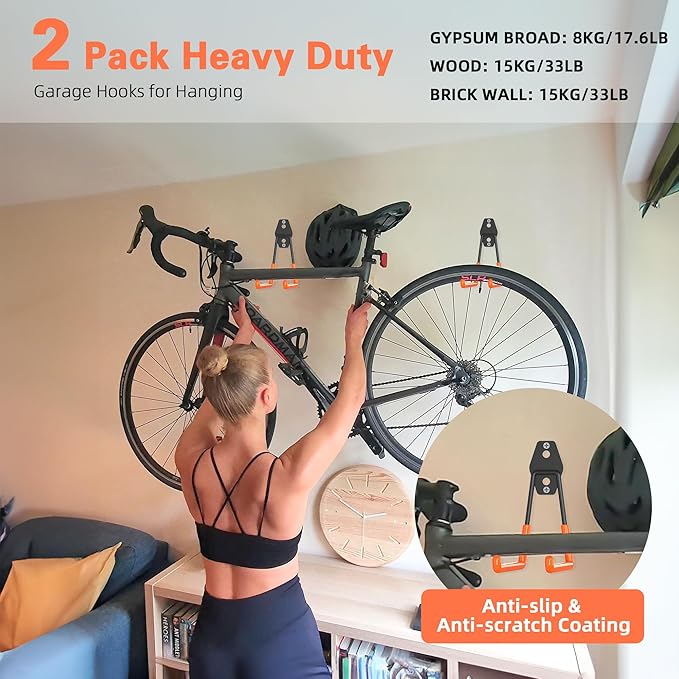 Garage Storage, Ultimate Wall-Mounted Garage Organizer for Men 64Inch, Heavy Duty 550lbs Tool Rack with Adjustable Metal Hooks Yard, Shed & Workshop Storage for Tools, Bikes, Snowboards Gift