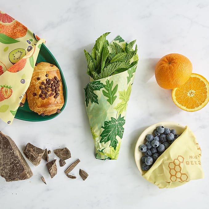 Bee's Wrap Beeswax Wraps for Food - Assorted 7 Pack (2S, 2M, 2L, & 1 Bread) Made in USA Reusable & Organic Food Wraps & Bowl Covers - Eco-Friendly Alternative to Aluminum Foil & Plastic Wrap-NeatNest