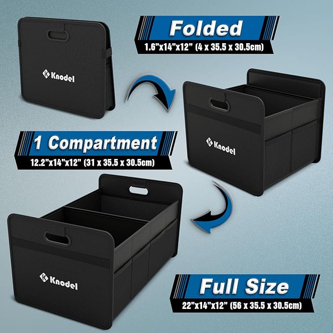 K KNODEL Car Trunk Organizer, Foldable Organizer for Car, Automotive Consoles & Organizers, Storage with Reinforced Handles (Medium, Black)-NeatNest