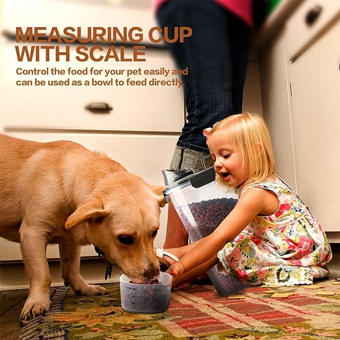Dog Food Storage Container, 5-7 Lbs Airtight Pet Food Container, Cat Food Container Dispenser with Portable Handle, Pouring Spout and 4 Seal Buckles for Dogs Cats 2 Pack Grey-NeatNest