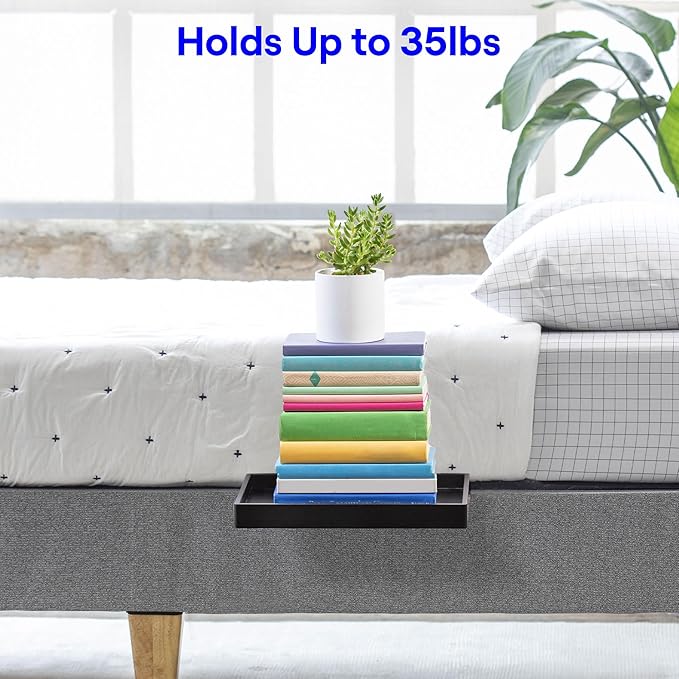 BedShelfie Bedside Shelf for Dorm Room Bunk Bed & Top Bunk, College Dorm Room Essentials, Bedside Caddy, Clip on Floating Desk Tray, Bed Side Table Storage, Loft Nightstand Decor - Black Wood Slide-NeatNest