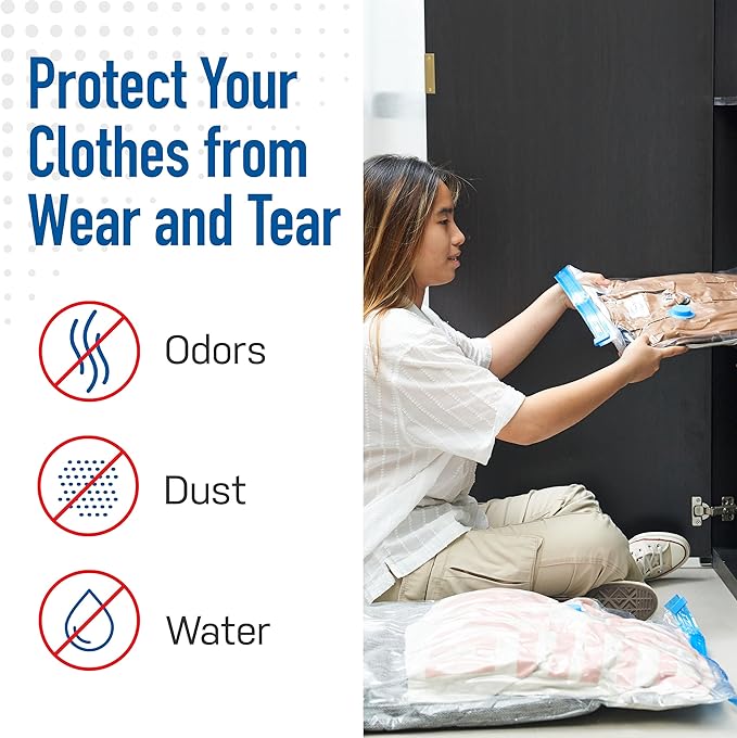 Spacesaver 4 Pack Medium Vacuum Storage Bags for Clothes - 28 x 20-Inch Vacuum Sealer Compression Bags with Hand Pump - Space Saver Storage Bag for Travel Essentials, Garments and Organization-NeatNest