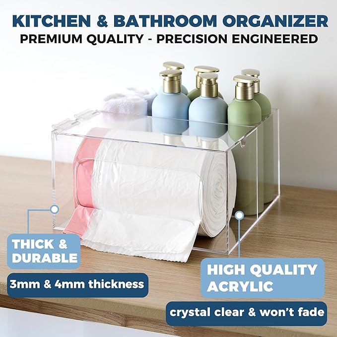 Storage Standard Trash Bag Kitchen and Bathroom Organizer - Large Garbage Bag Under Sink Dispenser - Acrylic Storage Cabinet-NeatNest