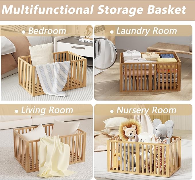 Bamboo Under Bed Storage Containers- Underbed Organizer with Wheels with Large Capacity Dust Bag,Sturdy Wood Rolling Under Bed Shoe Storage Organizer 2 Packs (Nature, 2 Packs Tall (25"×16"x12"))-NeatNest