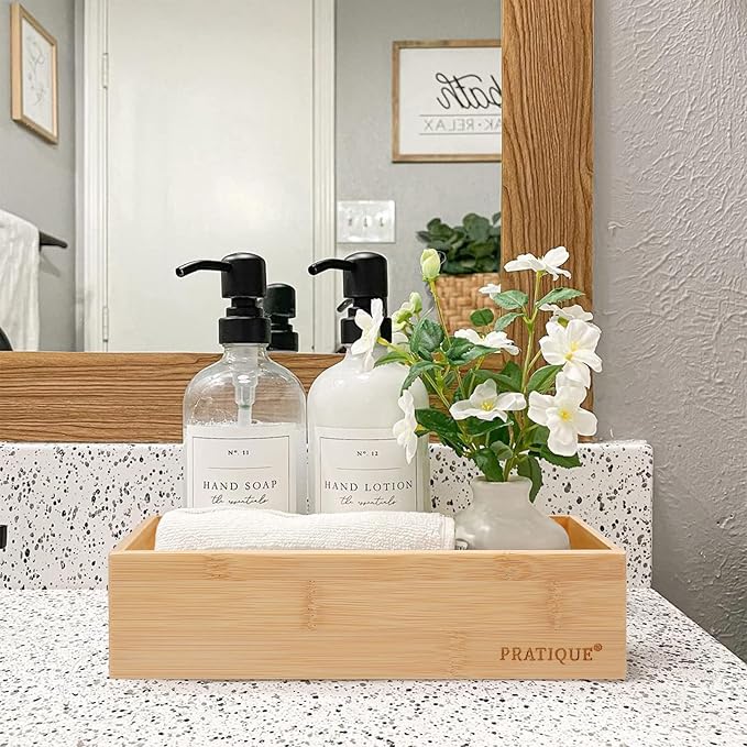 Bamboo Drawer Organizer - Kitchen Utensil Organizer Silverware Tray Cutlery Holder,Office Desk Supplies and Accessories (12x5.9x2.6 inch)-NeatNest