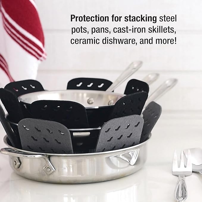 All-Clad Pot Protectors, Grip, and Dish Drying Mat Set: Pot Protectors for Kitchen Organization, 100% Silicone Heat Resistant Grip Set, 6-Piece