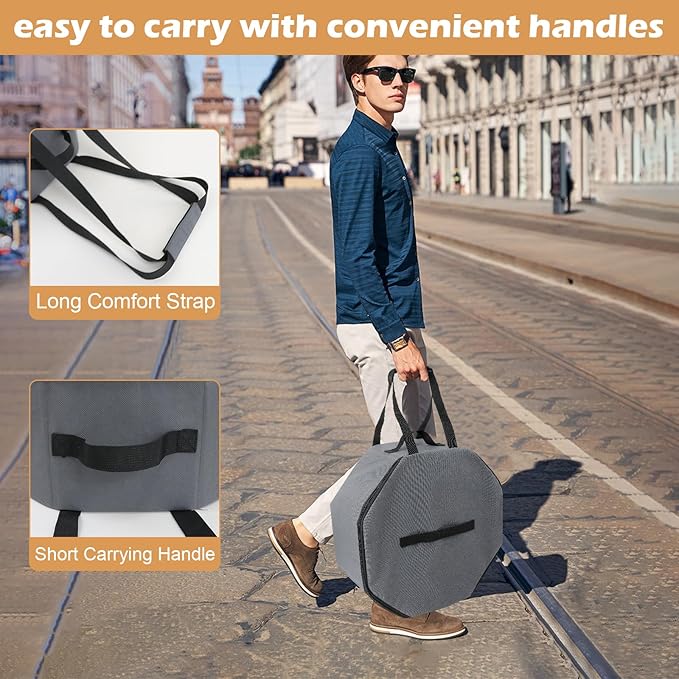 Hat Box for Travel and Storage, Collapsible Cowboy Cap Organizer Case for Closet with Handles, Hat Box for Women Storage and Large Cap Bag for Men Carry, Grey-NeatNest