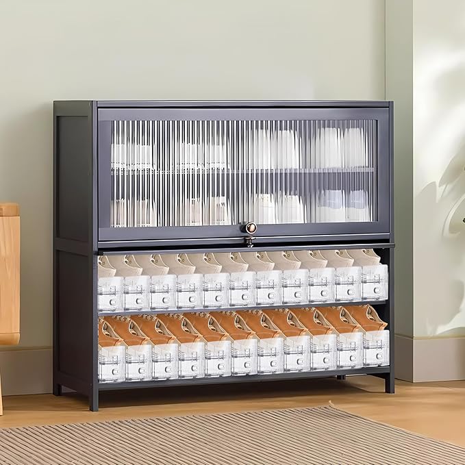 Adjustable Shoe Slots Organizer,24PACK Transparent Shoe Stackers Shoe Rack Holder Shoe Space Savers Double Layer Stack Shoe Racks for Closet Organization(Transparent)-NeatNest