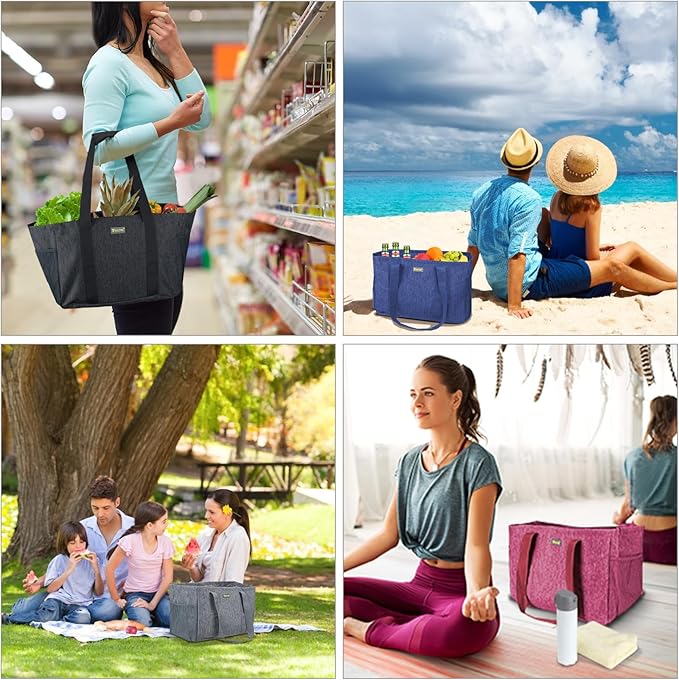 BALEINE Soft 9 Gallon Extra Large Utility Tote, Foldable Reusable Storage Bag (Winter Gray)-NeatNest