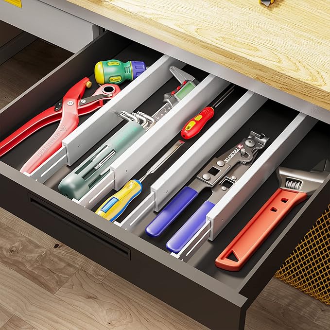 BAMEOS Drawer Dividers Bamboo Separators Organization Expandable Organizers for Kitchen Bedroom Bathroom Dresser Office 4-pack-NeatNest