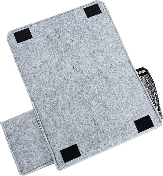 Bedside Caddy, Large Size Bedside Storage Organizer Bedside Organizer Caddy for Magazine Remotes Phone (13.4'' x 18.1'' Tissue box holder, Light Grey)-NeatNest
