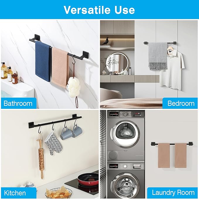 Towel Bar for Bathroom, 24 Inch Towel Rack Wall Mounted, SUS304 Stainless Steel Heavy Duty Towel Holder for Bathroom Laundry Room Hotel Modern Home Decor