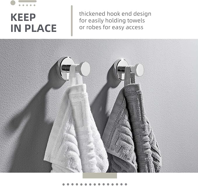 Angle Simple Bathroom Towel Hooks, SUS 304 Stainless Steel Coat Wall Hooks, Polished Chrome, 2 Pack