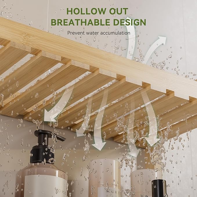 AmazerBath Bamboo Over The Toilet Storage Shelf - 2-Tier Bathroom Organizers and Storage Shelves, 2 in 1 Dual Stable Above Over Toilet Bamboo Shelf Home Storages Rack for Small Bathroom, Space Saver-NeatNest