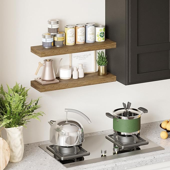 BAMEOS Floating Shelf, 24x6 Wall Shelf,Decor Wall Mounted Shelves,Hanging Shelf Set for Bathroom Kitchen Living,Kitchen,Room Bedroom Storage-NeatNest
