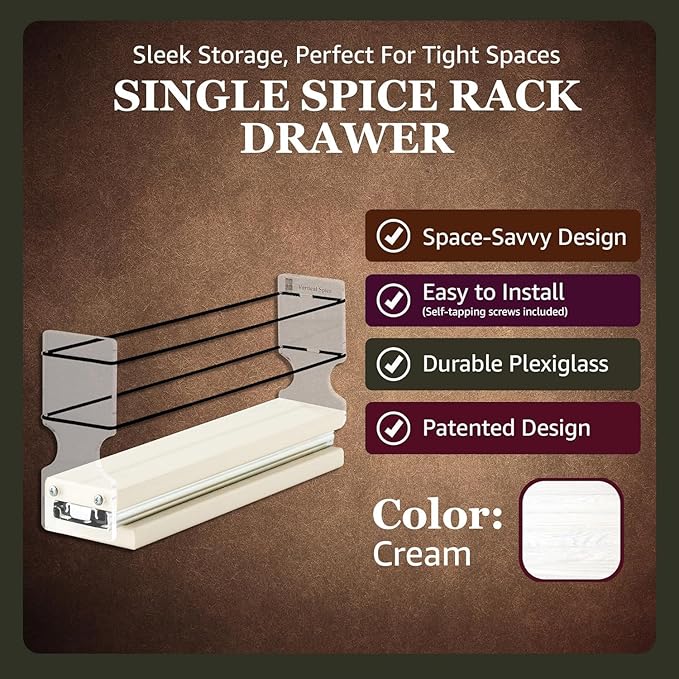 Vertical Spice Narrow Spice Rack -Sliding Spice Jars Organizer - Pantry Organizers & Storage - Slide Out Drawers for Kitchen Cabinets - Seasoning Caddy (2.3" W x 5.0" H x 10.6" D, Partially Assembled)