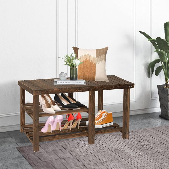 Shoe Rack Bench, 3 Tier Sturdy Shoe Bench, Storage Organizer, Holds up to 350lbs for Entryway Organizer Bedroom Living Bathroom Room Balcony.