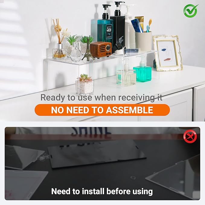 Acrylic Cabinet Organizer, Shelf Organizer, Set of 2 Spice Organization for Cabinet, Spice Rack, Stackable Kitchen Countertop Organizer | Cupboard, Pantry Shelves, and Storage Space Saver-NeatNest