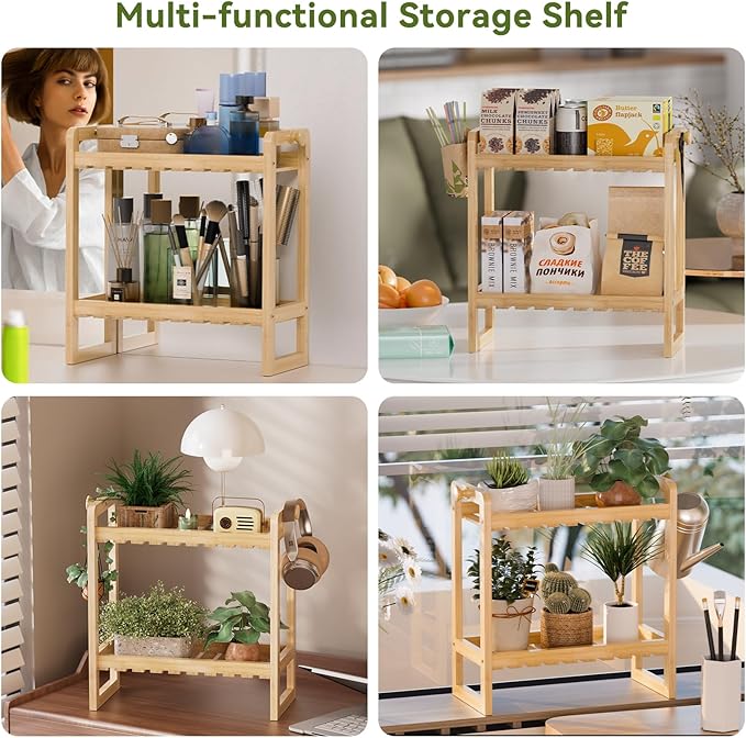 AmazerBath Bamboo Over The Toilet Storage Shelf - 2-Tier Bathroom Organizers and Storage Shelves, 2 in 1 Dual Stable Above Over Toilet Bamboo Shelf Home Storages Rack for Small Bathroom, Space Saver-NeatNest