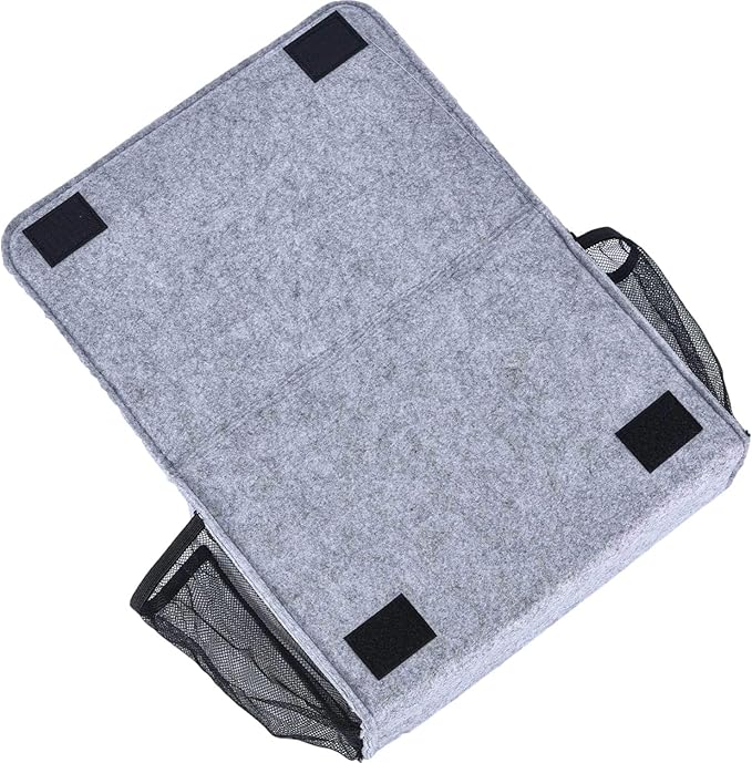 Bedside Caddy, Large Size Storage Organizer with 8 Pockets - Perfect for Magazine, Remotes, Phone (13.4'' x 18.1'', Light Grey)-NeatNest