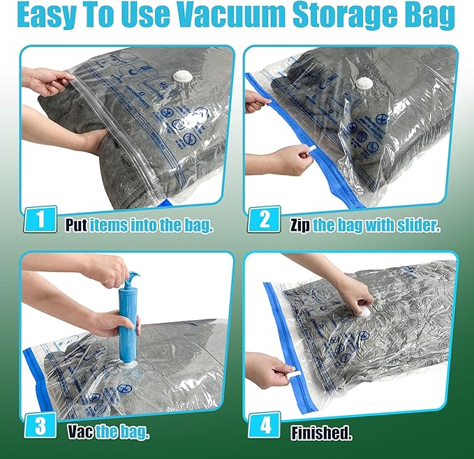 Vacuum Storage Bags, 5 Jumbo and 5 Large Space Saver Vacuum Seal Bags, Space Bags, Vacuum Seal Bags for Clothing, Clothes, Blankets, Bedding (5 Jumbo 5 Large)-NeatNest