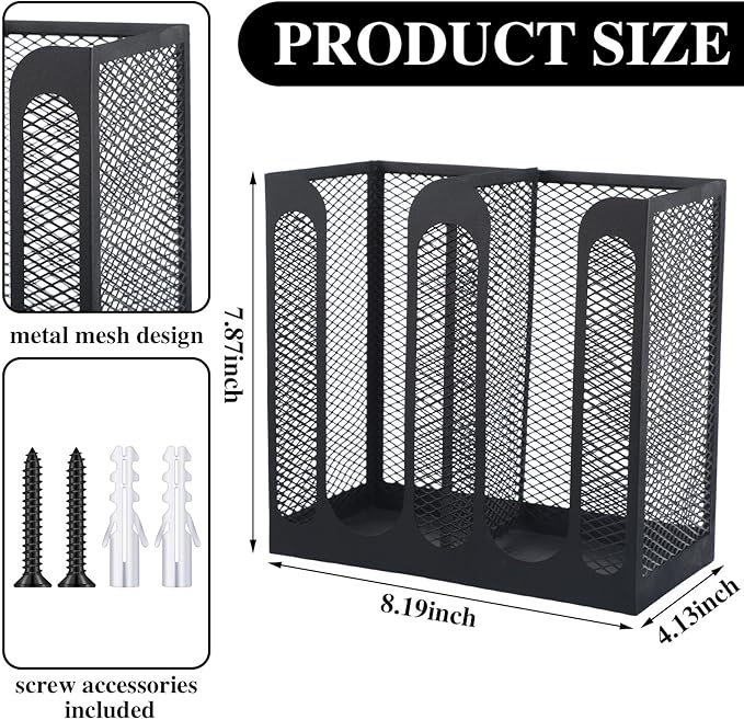 Maxcheck Metal Mesh Cup and Lid Holder Coffee Paper Cup Dispenser Lid Holder Storage Organizer Countertop or Wall Mount for Coffee Bar, Kitchen, Breakroom(2 Compartments)