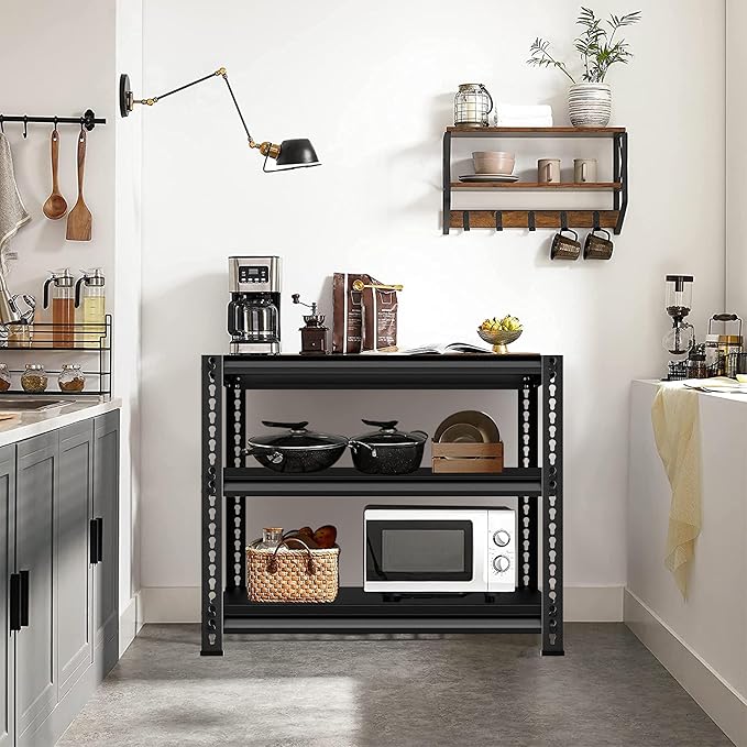 Adjustable Garage Storage Shelves, 35.4''W Garage Shelving Heavy Duty Loads 960LBS, Metal Industrial Utility Shelf for Warehouse, Kitchen, Laundry Room,35.4" W x 15.7" D x 33" H,Black