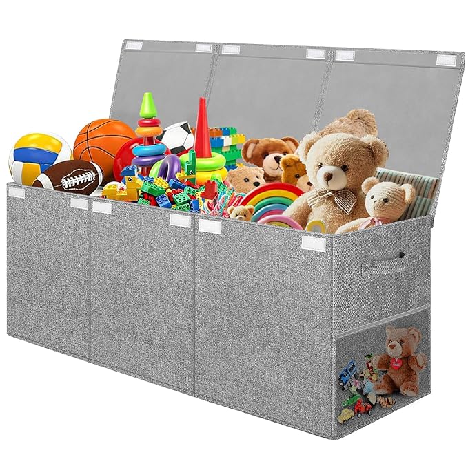 Extra Large Toy Box Chest with Lid, Kids Toy Storage Organizer for Boys Girls, Big Toy Bin Basket Extra Large Toy Storage Box for Living Room Playroom Nursery 40L x14 x16