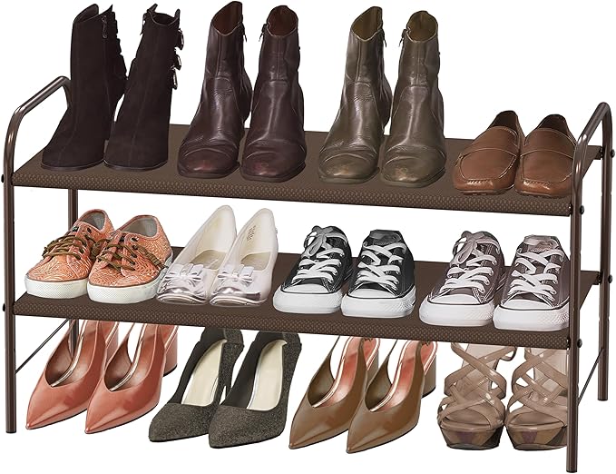 Simple Houseware 2-Tier Shoe Rack Storage Organizer, Bronze-NeatNest