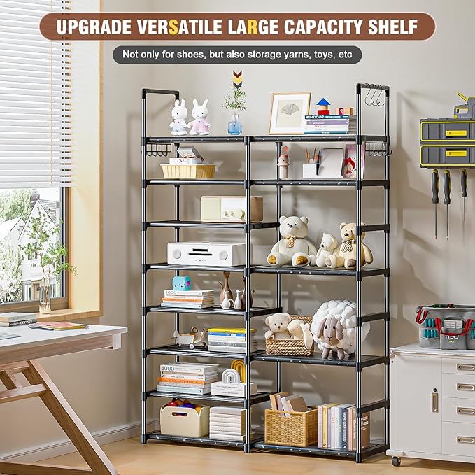 Shoe Rack Organizer 8 Tiers, Tall Shoe Racks Shelf Storage, 26-32 Pairs Vertical Large Rack,Stackable Shoes Racks for Entryway, Closet, Garage-NeatNest