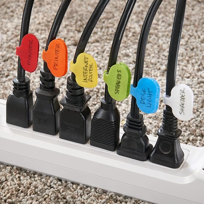 Wrap-It Storage - Cable Labels, Oval, Multi-Color (36 Pack) Write On Cord Labels, Wire Labels, Cable Tags and Wire Tags-NeatNest